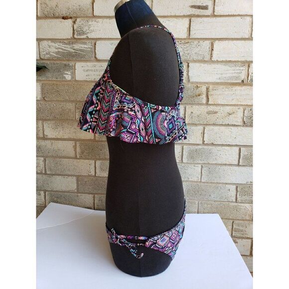 Women's Bikini Set Two Piece Swimwear Flutter Top Criss Cross Bathing Suit NEW - Picture 4 of 9